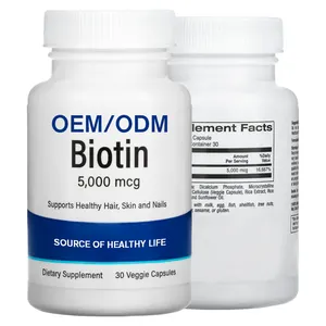 2024 New Research OEM & ODM Support Healthy Hair Skin Nails Softgels 5000 MCG Dietary Supplement Biotin Capsules