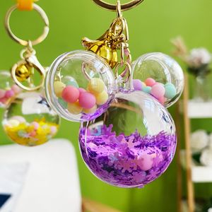 Nouveau dessin animé Mickey tête remplissage d'huile liquide sable bouteille porte-clés mignon sac pendentif cadeau flocon de neige perles colorées porte-clés Widget - Product Image 2