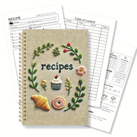 Carnet de notes personnalisé avec couverture rigide, reliure spirale A5, marque-pages adhésifs, carnet de recettes, mon livre de recettes