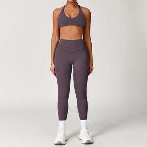 Ensemble de sport personnalisé pour <span class=keywords><strong>femme</strong></span> grande taille : Leggings de compression et soutien-gorge de sport <span class=keywords><strong>bleu</strong></span> <span class=keywords><strong>marine</strong></span> - Product Image 2