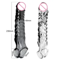 Manchons de pénis réutilisables pour hommes Retarder l'éjaculation avec vibrateur Anneau de pénis Manchon d'agrandissement du pénis doux Manchon d'extension du pénis