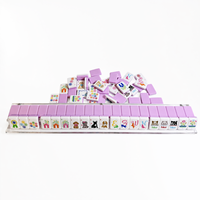 Mahjong américain de luxe en acrylique double couche rose et violet, 1,42 pouce, thème chats et chiens mignons, gravé au laser, imprimé UV, portable