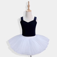 Justaucorps de ballet pour filles en coton noir justaucorps d'entraînement pour enfants avec robe tutu vente en gros