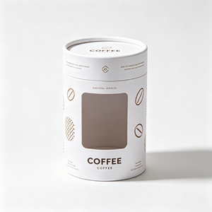 Caja cilíndrica redonda personalizada con ventana visible, impresión personalizada para envasado de granos de café y productos secos, promoción de marca - Product Image 3