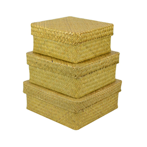 Seagrass Storage Baskets for Home and Bathroom Organization Stackable Closet Storage Organizer Basket Bin