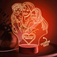 Lampe lumineuse en bois avec chargeur USB pour chambre à coucher, panneau en acrylique, cadeau personnalisable