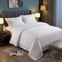 Draps de lit d'hôtel de luxe 5 étoiles en coton 100% de la marque Guangzhou JF, linge de lit blanc, ensembles de draps de lit pour hôtel Hilton
