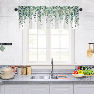 Valance noire pour fenêtres rideaux occultants courts pour cuisine/petites fenêtres avec poche à tringle cantonnière à <span class=keywords><strong>rideau</strong></span> solide isolée - Product Image 2