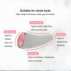 Outil <span class=keywords><strong>de</strong></span> massage facial 2-en-1 <span class=keywords><strong>de</strong></span> qualité supérieure en gros : <span class=keywords><strong>rouleau</strong></span> <span class=keywords><strong>de</strong></span> <span class=keywords><strong>jade</strong></span> naturel et Gua Sha en métal avec logo et boîte d'emballage personnalisables - Product Image 2