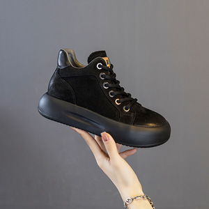 2024 femmes haut chaussures décontractées polyvalent mode dentelle rehaussant couche supérieure peau de vache mousse bas gros nouvelle Collection d'automne - Product Image 3