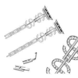Pulsera con correa de metal a la moda para mujer, abalorio de dólar con diamante ciego para Apple Watch - Product Image 6