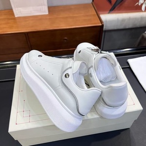 Chaussures de sport décontractées de luxe pour hommes et femmes, blanches, style McQueenes, avec fermeture éclair, plateforme, baskets tendance, chaussures de marche - Product Image 2