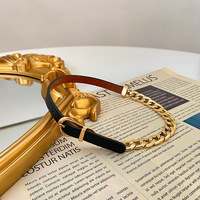 Collier ras du cou punk sexy en plaqué or avec couture sur chaîne cubaine taille ajustable collier de ceinture gothique en cuir bijoux pour femmes