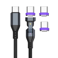 Câble Magnetique180 Pliage 5A Câble de Charge Super Rapide Type C 240W Charge Rapide C à C L Micro USB 3 en 1 Câble Aimant de Données
