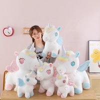 Peluche Licorne Angélique en Gros, Poupée en Peluche Super Douce, Coussin en Peluche Pégase Arc-en-ciel Coloré, Poupée Rembourrée