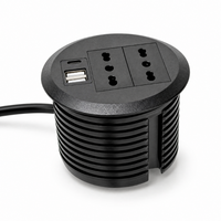 Prise de courant encastrée 80 mm, norme chilienne, 2 prises AC, USB-A 18W, USB-C 20W, prise de bureau ronde pour plan de travail