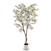 Arbre artificiel d'olivier de 150 cm, fleurs en soie PE blanches, tronc torsadé réaliste, pot en céramique, personnalisable OEM, pour intérieur/extérieur, maison, hôtel