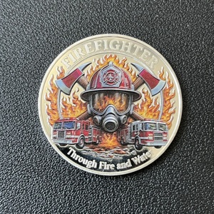 Moneta Commemorativa Vigili del Fuoco: Sfida Attraverso Fuoco e Acqua - Medaglia da Collezione per Eroi dei Pompieri, Regalo - Product Image 5