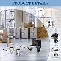 Troli Dorong Lipat 3-in-1 Tugas Berat dengan Rem, Struktur Platform, Kapasitas 600LB, Keranjang Aluminium, Peralatan Belanja OEM