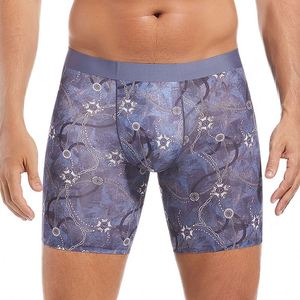 Boxers de sport pour hommes en soie glacée imprimée, séchage rapide, anti-frottement, taille mi-haute, coupe droite, tricotés - Product Image 1