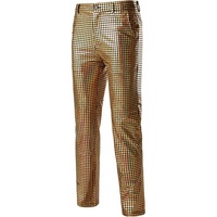 Pantalon Disco en Latex à paillettes arc-en-ciel pour homme, costume de danse doré brillant, vêtements Hipster, pantalon fantaisie