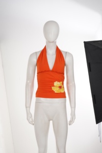 Y2K Orange Floral Halter Neck Top, Hibiscus Print Lace Insert Crop Top, Cute Summer Party Tank Top - Product Image 2