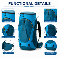 Sac à dos de randonnée grande capacité 65L, résistant à l'eau, respirant, pour le camping et la randonnée en plein air