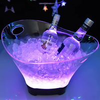 Ember Es Batu Akrilik 10L Biru LED dengan Pegangan, Warna & Logo Dapat Disesuaikan, Untuk Pesta