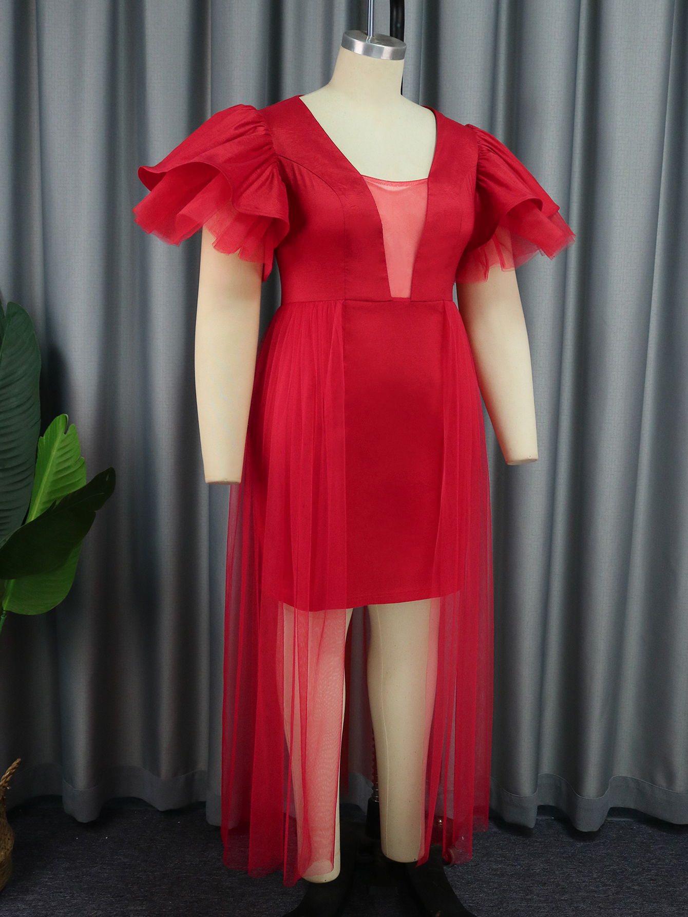 lace prom dress red Strapless Mermaid Red Lace Long Prom Dresses, Mermaid Red Formal Dresses, Red Lace Evening Dresses, US 6 / Custom Color / With Rush+$19.99