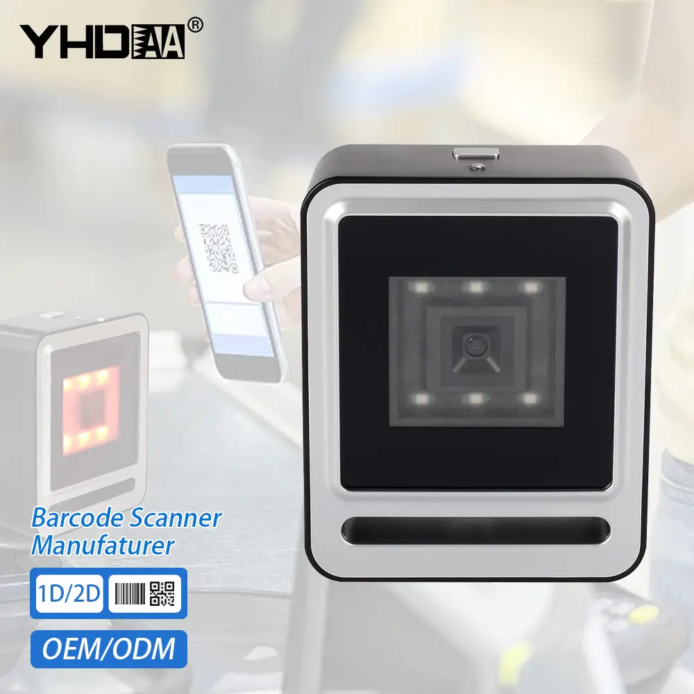 YHD-9200D esktop QR Code Scanner Omnidirectional Hands-Free Automatic USB QR Capture CMOS Barcode from PC Tablet