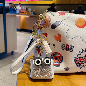 Dickmon Hot Sell Münz tasche Schlüssel bund Diamant Eule Geldbörse Schlüssel anhänger Mode PU Leder Quaste Anhänger Auto Strass Charms Schlüssel ring - Product Image 6