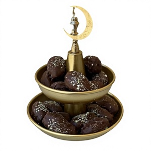 Soporte de Metal Premium de Dos Niveles para Servir, Bandeja Decorativa para Exhibir Alimentos, para Dátiles, Dulces, Bocadillos, Decoración para Mesa de Comedor, Fiestas y Buffets - Product Image 1