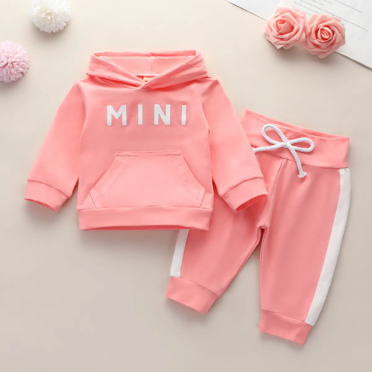 2023 Autumn kids Girls letter Clothes Sets baby 2pcs spring Winter Children's Pullover+pants For Boys Cotton Tops With Hooded