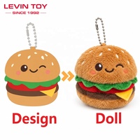 Porte-clés en peluche personnalisé en forme de burger, jouet en peluche alimentaire avec visage clignotant et garnitures superposées, idéal pour les cadeaux de fête et la vente au détail
