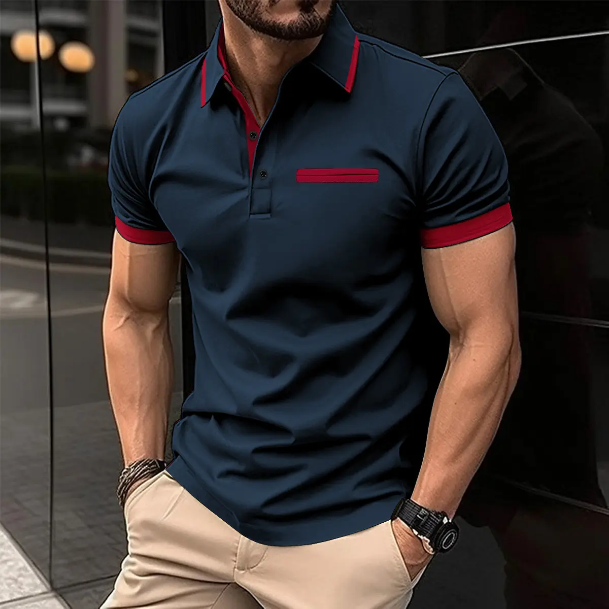 Nuova maglietta Oversize Casual Casual da golf da uomo a maniche corte da uomo con collo spesso traspirante 2024