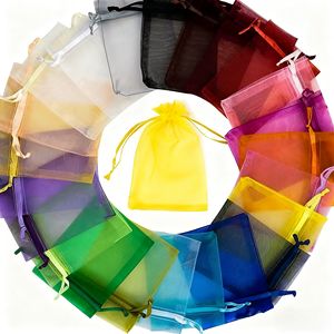 Stock Organza <b>Drawstring</b> Gift Pouch Mesh Jewelry Storage Bag for Rings Earrings <b>Bracelets</b> Necklaces Cosmetic Packaging Printing - Product Image 2