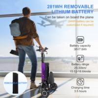 Trottinette électrique pliable TopMate ES33 en alliage d'aluminium léger à 3 roues, batterie 36V 7.8AH, fonction marche arrière, étanche, avec clé