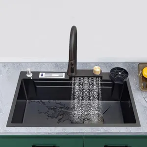 Fregadero de cocina inteligente de cascada de acero inoxidable SUS 304