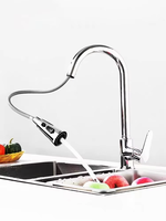 Vente en gros de robinet extractible en laiton chromé mélangeur d'évier à trois fonctions robinets de cuisine pour mitigeur d'eau chaude et froide