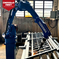 Sel Pengelasan Robot Ganda Efisiensi Tinggi, Stasiun Pengelasan Robot Otomatis untuk Fabrikasi Rangka Baja dan Gerbang