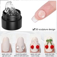 Gel sculptant en Gel 3D transparent Gel de sculpture sur main non collant avec stylo en Silicone pour ongles Fleurs 3D Salon de manucure
