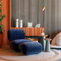 Chaise en tissu en bois style Sabi Wabi japonais pour salon, villa, bureau, appartement, loft, avec pouf, mobilier d'intérieur pour maison d'hôtes