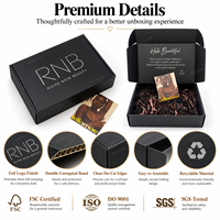 Boîte d'expédition en carton ondulé noir avec feuille d'argent de luxe, emballage recyclable, boîte rigide pour abonnement beauté, pour le commerce électronique