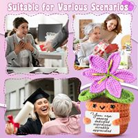Poupée tricotée Sakura violette faite à la main-Mini peluche plante cadeau d'expression émotionnelle unique pour Thanksgiving Graduation Pâques