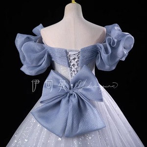 Elegant Long Stage Solo Dress Puffy Skirt Women Adult Performance Wear Solid Color Vocal Examination Attire - Product Image 3