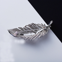 Broche plume rétro en zircon micro-incrusté, en cuivre, pour femme, bijou de mode, fleur de poitrine, décoration pour vêtements et sacs, vente en gros