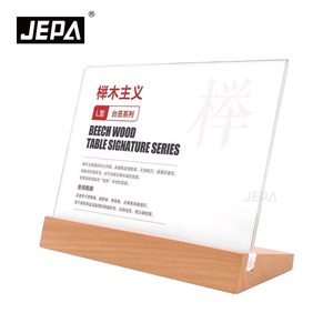 Porte-<span class=keywords><strong>menu</strong></span> en acrylique horizontal et vertical A4 A5 A6, <span class=keywords><strong>support</strong></span> de <span class=keywords><strong>table</strong></span> avec base en bois de hêtre pour café, restaurant, usage en salle à manger - Product Image 5