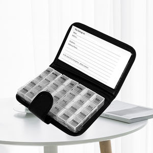 Piluliers de pilules portables 7 jours, étui à pilules en cuir, pour les voyages, hebdomadaire, 4 fois par jour, distributeur de pilules avec 28 compartiments - Product Image 6