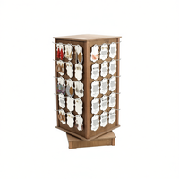 VINO WJ204 Exhibidor giratorio de madera para joyería con ganchos, soporte para tarjetas y tablero perforado, para exhibición de pendientes, tamaño personalizado para facilitar el montaje