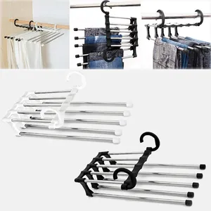 Populaire Intrekbare Magische Hanger Broekrek Hangers Rvs Opvouwbare Broek Stropdas Planken Slaapkamer Kast Organizer Garderobe